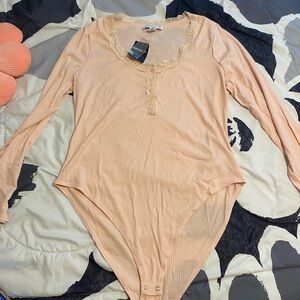 Forever 21 Blush Lace-Trimmed Top